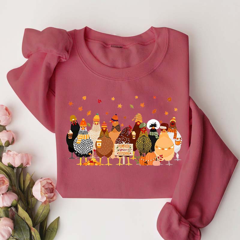 Humorous Fall Chickens Sweatshirt