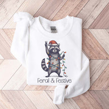 Feral and Festive Raccoon Christmas Sweatshirt