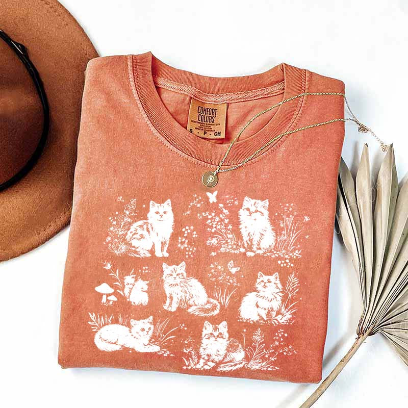 Vintage 90s Cats Pet Floral T-Shirt