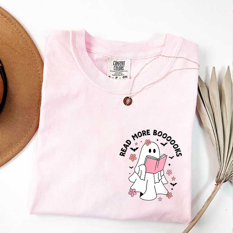 Ghost Reading Books Bookish Halloween T-Shirt
