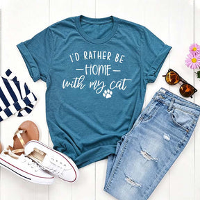 I'd Rather be Home With My Cat Cute T-Shirt