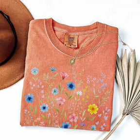 Wildflowers Vintage Blue Style T-Shirt
