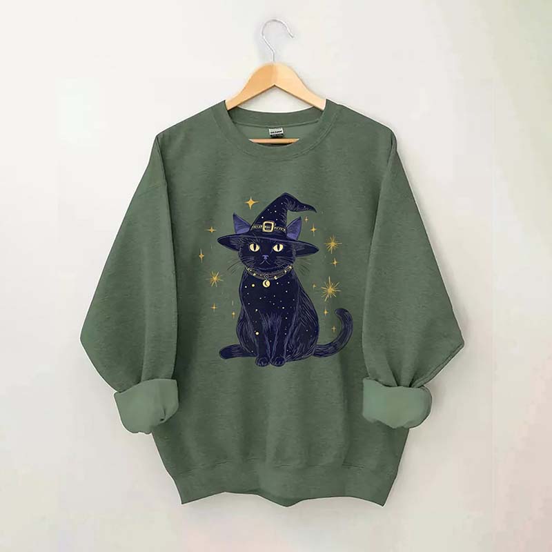 Halloween Witch Kitten Sweatshirt