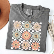 Retro Checkered Flower T-Shirt