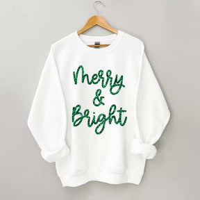 Sparkly Glitter Merry And Bright Sweatshirt