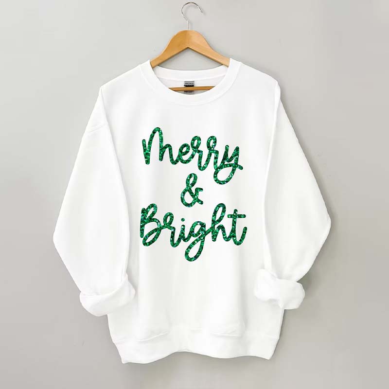 Sparkly Glitter Merry And Bright Sweatshirt