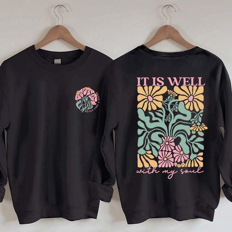 It is Well  Floral Boho Bible Verse Top Sweatshirt