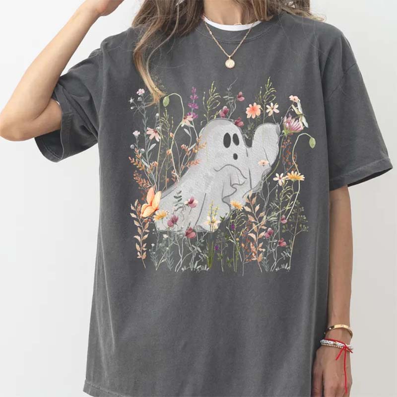 Comfort Colors Cute Ghost in Wildflowers T-Shirt
