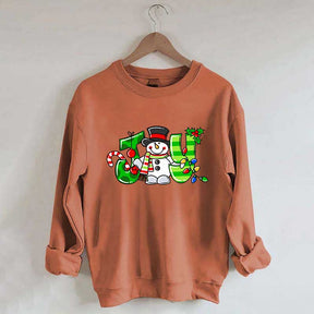 Christmas Snowman  Lights Sweatshirt