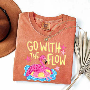 Go With The Flow Flamingo Graphic T-Shirt