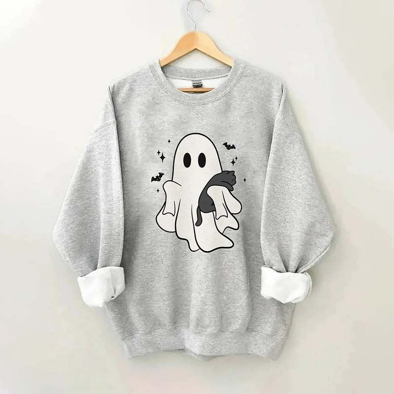 Cute Ghost Black Cats Halloween Sweatshirt