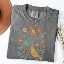 Boho Cottagecore Birds and Flowers T-Shirt