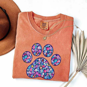 Comfort Colors Floral Paw Print T-Shirt