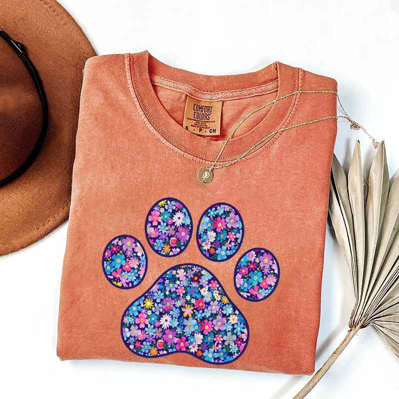 Comfort Colors Floral Paw Print T-Shirt