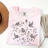 Boho Botanical Birds Sparrow T-Shirt