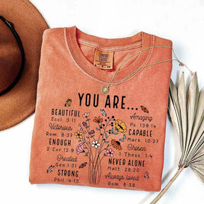 YOU ARE Inspirational Floral Beautiful Capable Strong T-Shirt