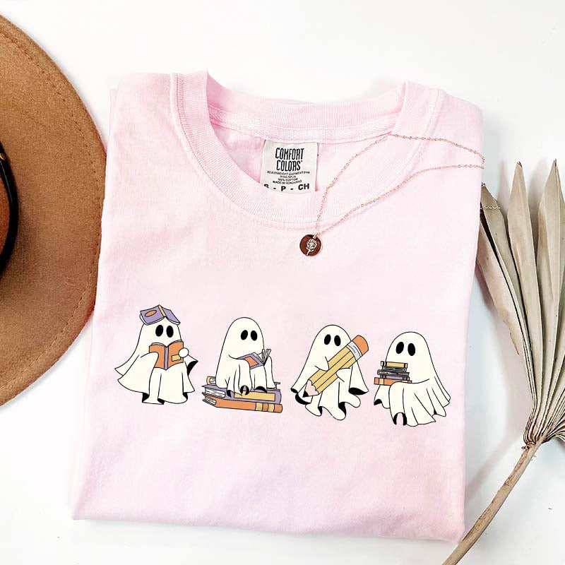 Cute Halloween Ghost Book T-Shirt