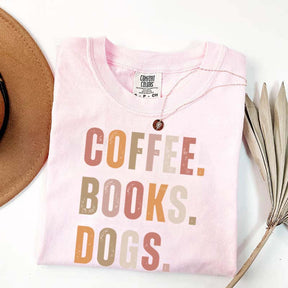 Coffee Books Dogs T-Shirt