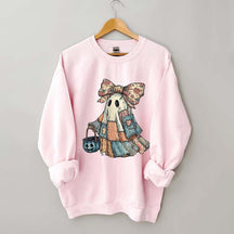 Retro Halloween Blue Denim Ghost Sweatshirt