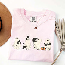 Halloween Black Cat & Ghost Women T-Shirt
