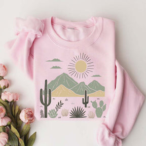 Western Desert Cactus Mountain Sweatshirt