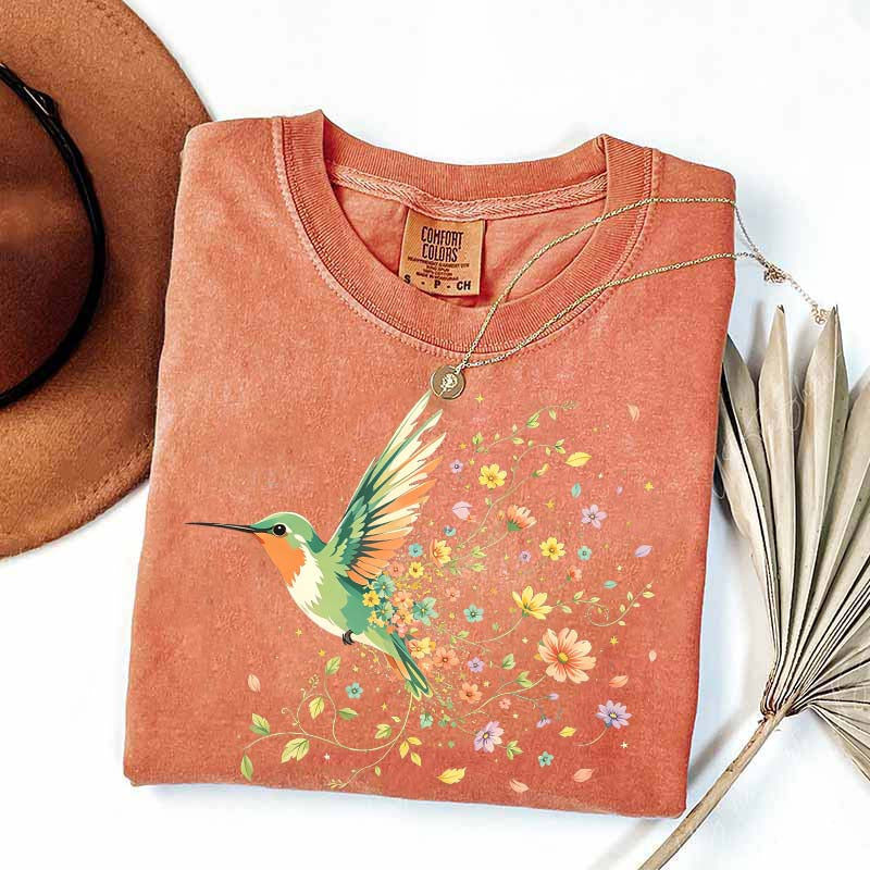 Hummingbird Wildflower Botanical Nature T-Shirt