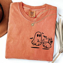 Ghost Dog And Bat Halloween T-Shirt