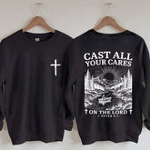 Cast All Your Cares Lord 1 Peter 5:7 Nature River Fishing Boat Sweatshirt