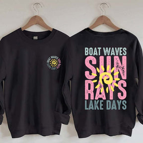 Boat Waves Sun Rays Lake Days Sweatshirt