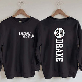 Custom Baseball Name And Number Mom Sweatshirt