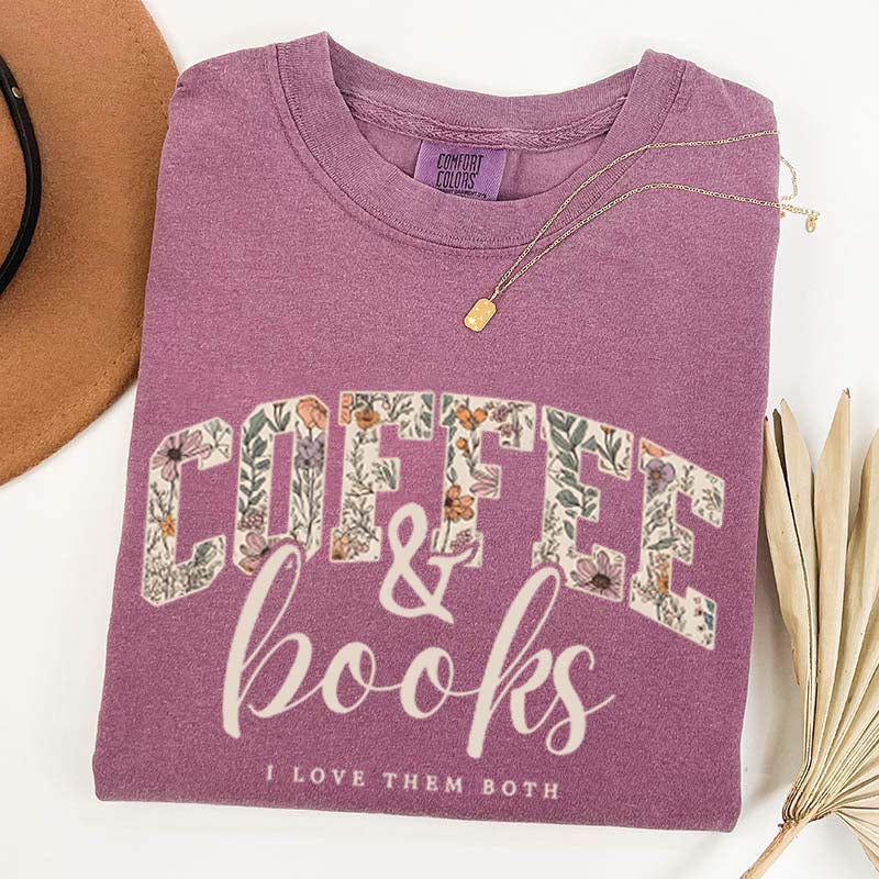 Coffee And Books Floral T-Shirt