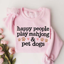 Happy People Play Mahjong & Pet Dogs Cute Sweatshirt