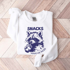 Funny Raccoon Snacks Make Me Nicer Sweatshirt