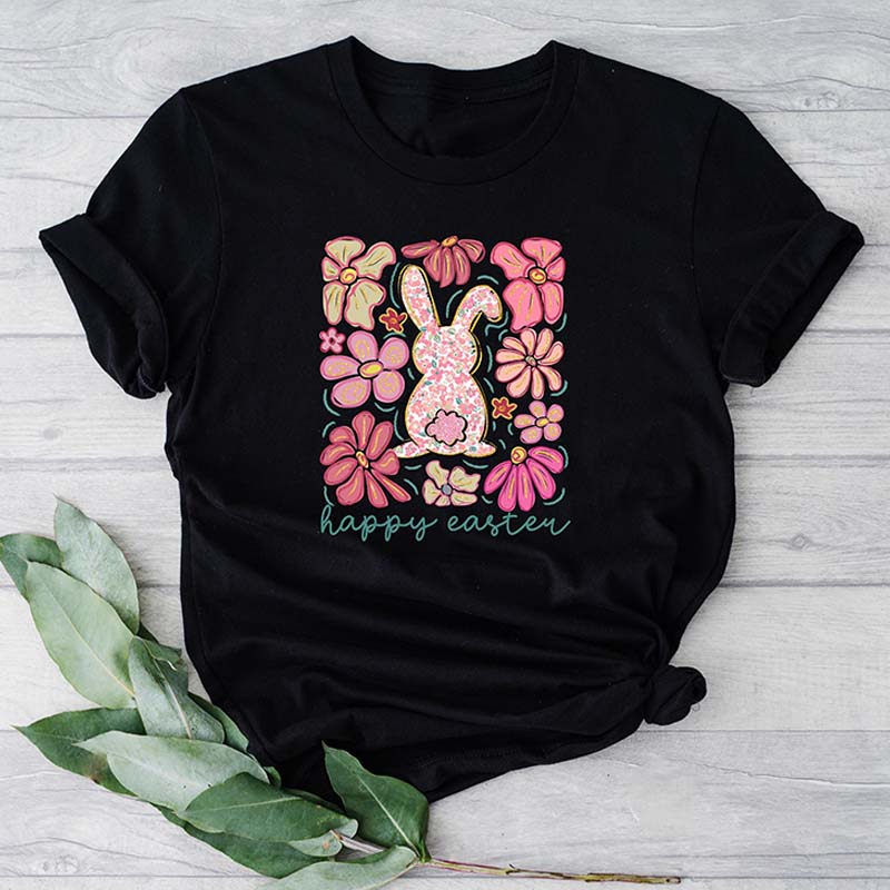 Happy Easter Bunny Floral T-Shirt