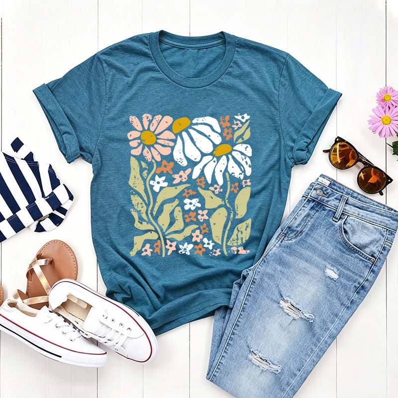 Boho Wildflowers Floral Nature Simple T-Shirt