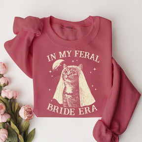 Retro Comfort Bride Wedding Cat Lover Sweatshirt