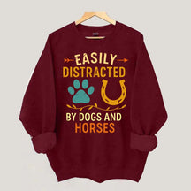 Easily Distracted By Dogs And Horses Sweatshirt