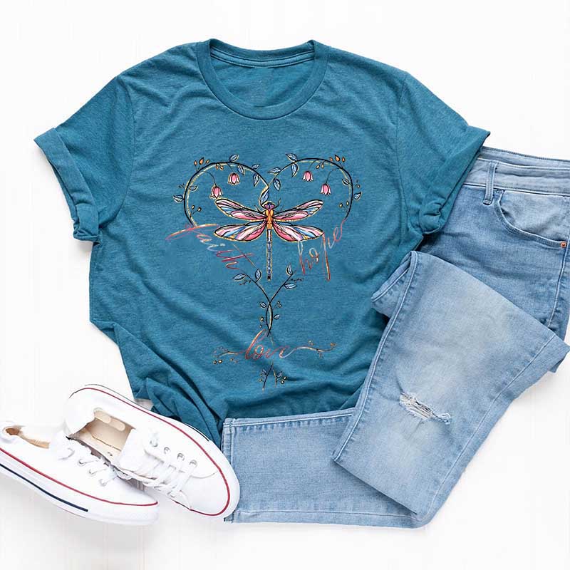 Faith Hope Love Religious Floral T-Shirt