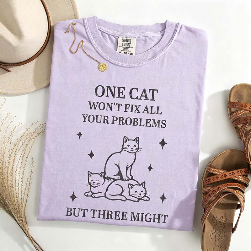 Retro Three Cats Graphic People T-Shirt