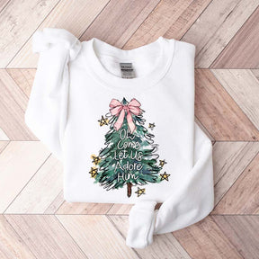 Oh Come Let Us Adore Him Jesus Holiday Christmas Sweatshirt