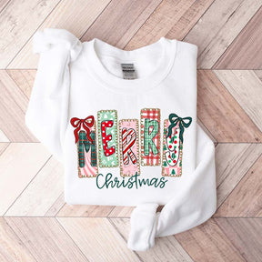 Coquette Merry Christmas Preppy Bow Retro Sweatshirt