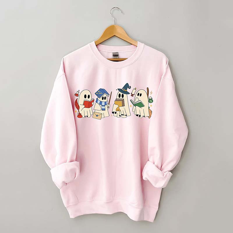 Halloween Ghosts Reading Book Sweatshirt