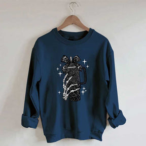 Black Coquette Bow Skeleton Sweatshirt