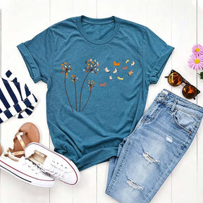 Cute Cats Flower Fly Dandelion T-Shirt