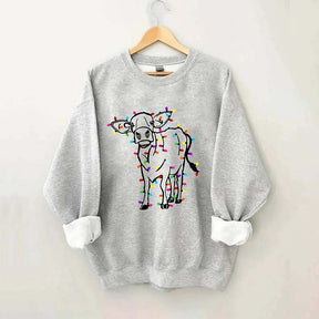 Cute Cow Christmas Lights Sweatshirt