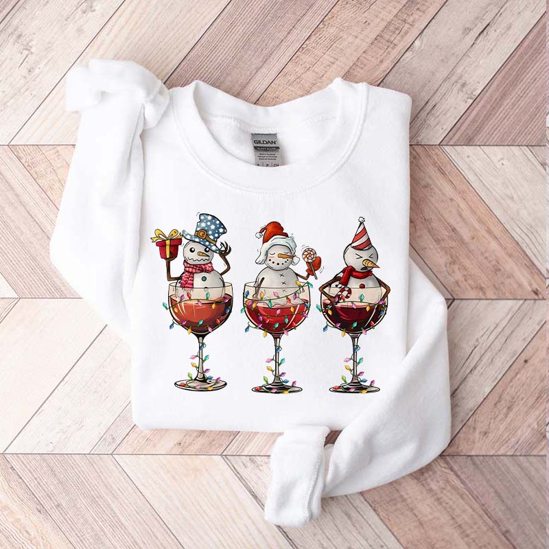 Christmas Wine Snowmen Sweatshirt