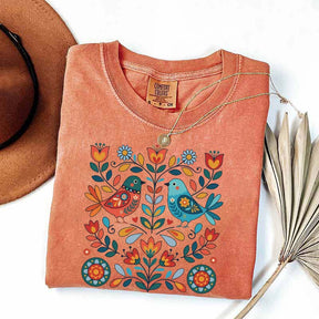 Cute Scandinavian Folk Art Bird T-Shirt