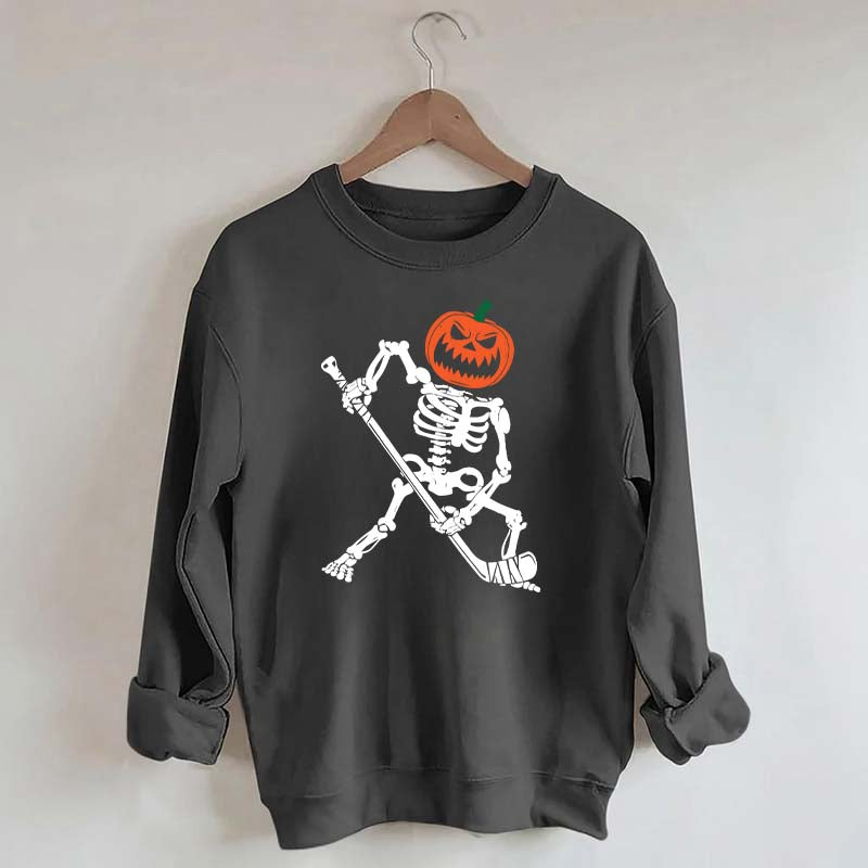 Skeleton Hockey Pumpkin Sweatshirt