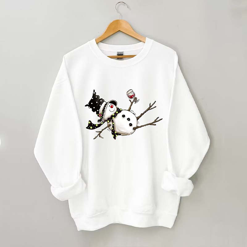 Drunk Snowman Drinking Wine Sweatshirt