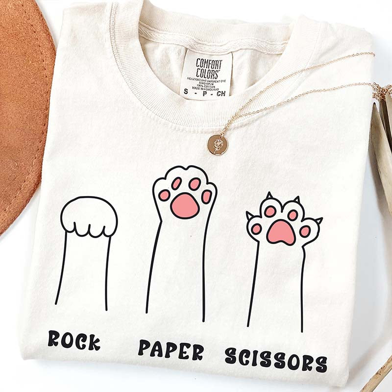 Funny Cat Paw Rock Paper Scissors T-Shirt